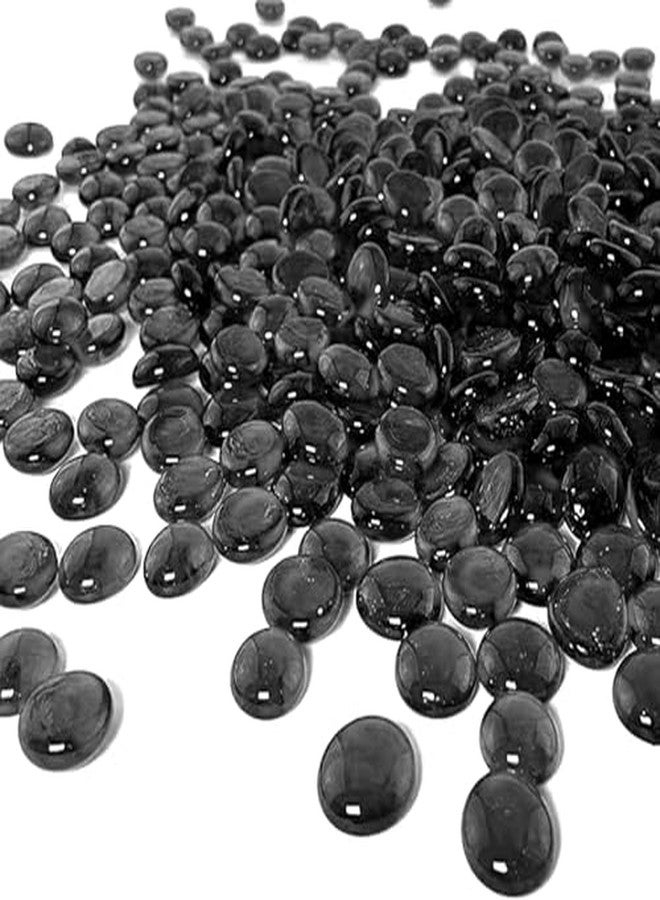ARSUK Flat Marbles Black Vase Filler Glass Pebbles - Decorative Glass Beads for Vases, Gems, Rocks, Stones, Crafts, Table Scatter, Wedding Centerpieces, Mancala Stones 1 LB (100 Pcs, 0.7-0.8 Inch) - Image 1